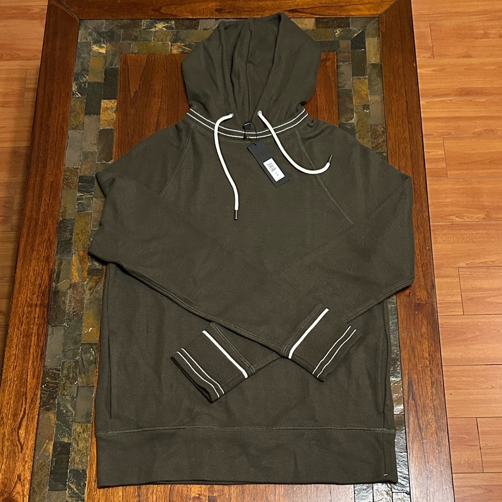 Banana Republic Khaki Hoodie with Cream Details. M Tall